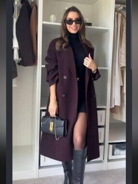 Zara Burgundy Soft Oversized Coat